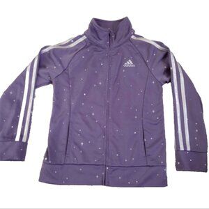 Adidas Girls Size 6 Purple Track Jacket with Stripes Polka Dot Full Zip